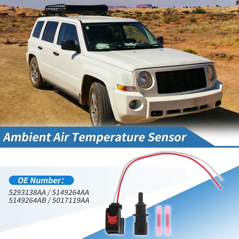 Partuto No.5293138AA Ambient Air Temperature Sensor for Ram 3500 6.7 Diesel 11-12 for Dodge Journey 2.4 3.6 09-20 for Jeep Compass 07-17 with Connector Pigtail Wiring Harness - Image 2